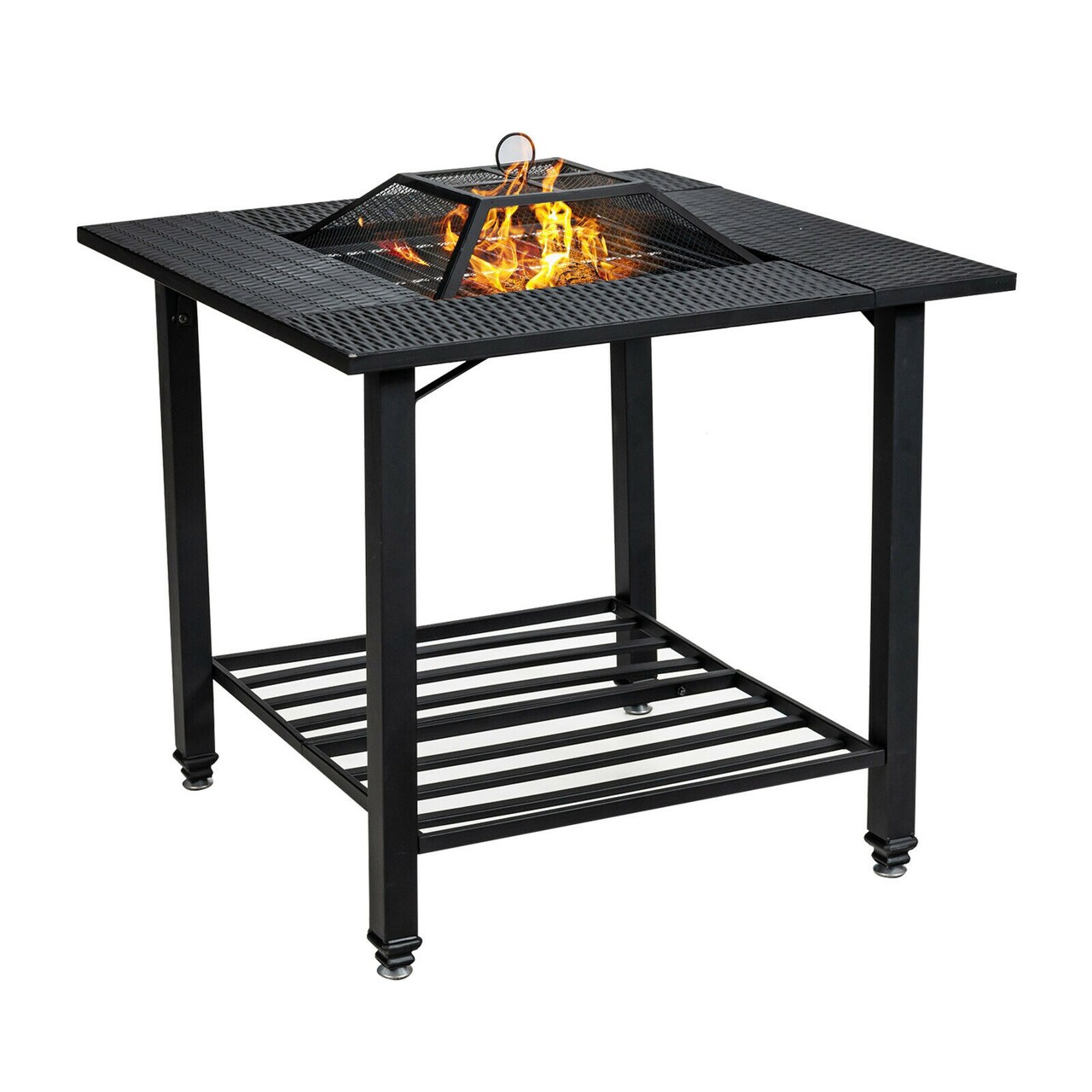 Black 31" Patio Fire Pit Table with Removable BBQ Grill Grate